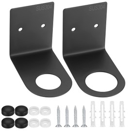 2 Pcs Soap Bottle Dispenser Holders, Wall Mounted Soap Pump Bottles Dispenser Stands, Stainless Steel Shampoo Dispenser Bottles Hanging Shelf Storage Holder Racks for Kitchen Bathroom - Black