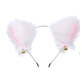 TWBQND Women Costume Headband Animal Ears Headband with Jingle Bell Cat Fox Cosplay Headband Hairband for Makeup Face Washing (white)