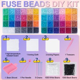 2.6mm Fuse Beads Craft Kit, 26000PCS 48 Colors with Accessories