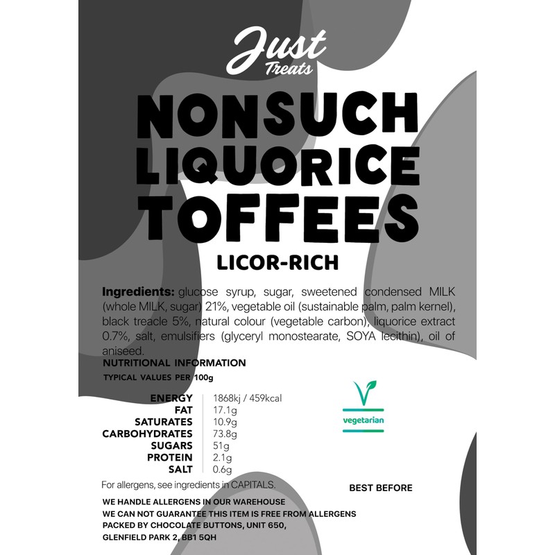Just Treats Nonsuch Liquorice Toffees (500g Share Bag)