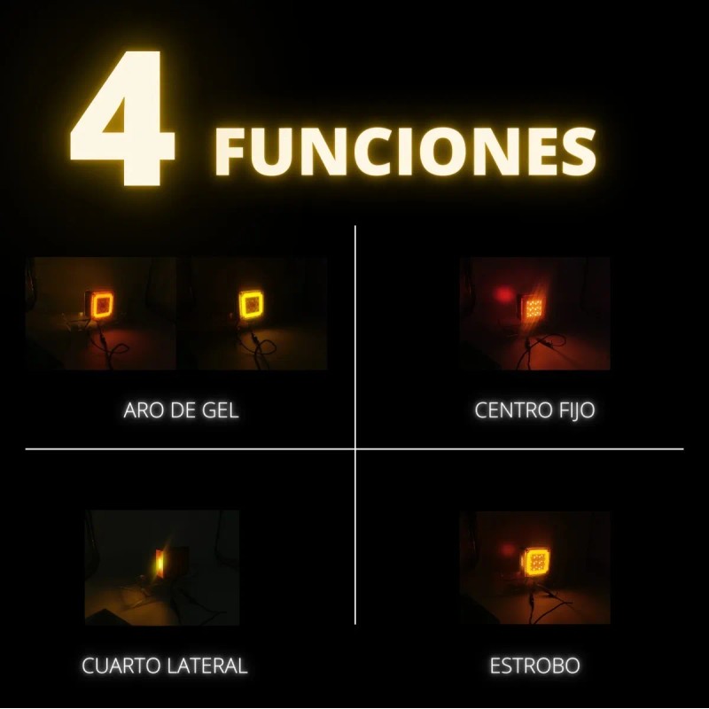 Par Plafon 24 Led Direccional Cuadrada Gel Estrobo 12-24v