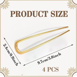 4 Stück Metall Französische Haarnadeln für Frauen, U-förmige Haarnadeln für Dickes Haar, Dutts, Twist-Haargabel,French Hair Pin Metall Französische Haarnadel