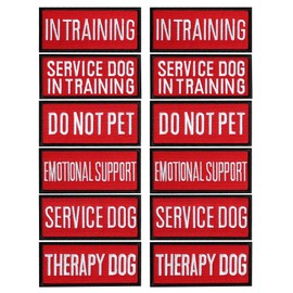Pistha 12 Pieces Removable Service Dog Vest Patches Do Not Pet in Training Emotional Support Dog Vest Patches(3.6 x 1.6Inch)