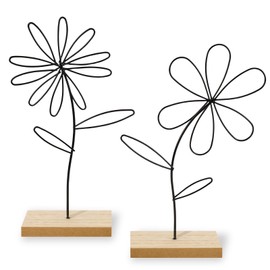 QGGTQG Decorative Stand, Set of 2 Flower Metal Stands, Black Decorative Living Room Modern, Dining Table Decoration, Spring Decoration, Creative Craft Gifts