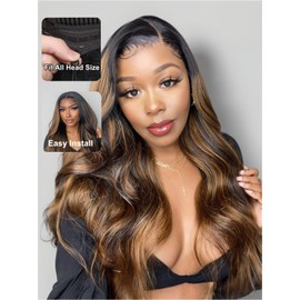 UNICE Bye Bye Knots Wig Body Wave 7x5 Pre Cut HD Lace Front Wigs Human Hair with Elastic Drawstring Balayage Brown Glueless Wig Pre Plucked Bleached Knots Natural Hairline 150% Density 18 Inch