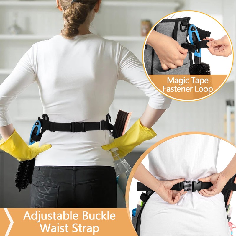LoDrid Professional Cleaning Apron with 9 Pockets and Adjustable Waist