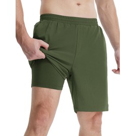baleaf Sport Shorts Kurze Hose Schnell Trocknend Sporthose Leicht mit Reißverschlusstasche Grün 3XL