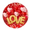 DORCEV Diameter 6.5ft Love Heart Balloons Romantic Round Backdrop Cover