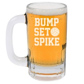 12oz Beer Mug Stein Glass Bump Set Spike Volleyball