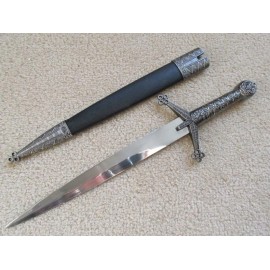Unbranded S0061 ANTIQUE SILVER MEDIEVAL SCOTTISH CLAYMORE SWORD DAGGER W/ SHEATH 15.8"