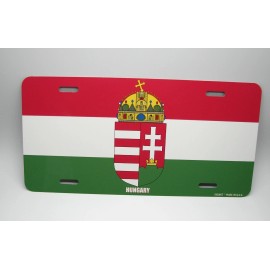 DIGIART INTERNATIONAL HUNGARY HUNGARIAN FLAG COAT OF ARMS Metal Novelty Car License Plate Auto Tag
