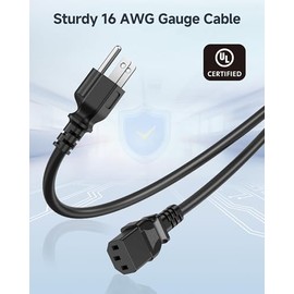 Cable Matters Paquete de 2 Cables de alimentación para Monitor de computadora de 3 Clavijas de 16 AWG (NEMA 5-15P a IEC C13)