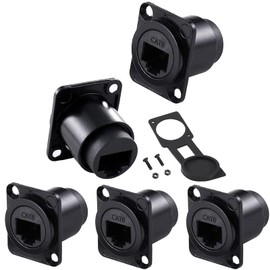 PENGLIN 5pcs D-Type RJ45 CAT6 Coupler, CAT6 RJ45 Panel Socket, CAT6/CAT5E/CAT5 Female to Female Ethernet LAN Network Bulkhead Through Socket