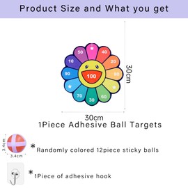 Lolileo Children's Rainbow Flower Dart Sticky Ball,Children's Dart Board,Indoor/Outdoor Games,Children's Creative Party Games,Birthday goods for Children,Suitable for Children Aged 3+