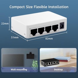 Leehitech 4 Gigabit Ports PoE Extender, 1-in-4-Out PoE Repeater, Supports IEEE802.3af/at with 1000 Mbps, Wall Mount and Desktop Design, 100M/328FT Signal Extende for IP Camera/PoE Devices