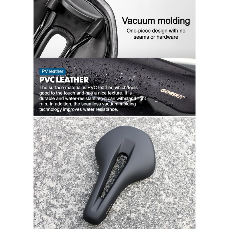 GORIX Bike Short Saddle Seat Short Nose Wide Hole Shock