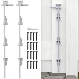 36" Cane Bolt Drop Rod for Gate, Heavy Duty Gate Latch for Wooden Fence Metal Gates, Gate Ground Stopper Hardware for Wood PVC Vinyl Metal Gates, 2 Pack Silver