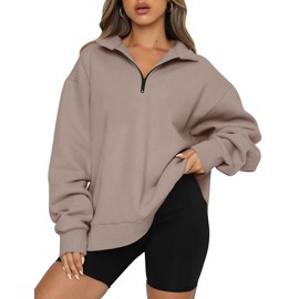 Trendy Queen Womens Oversized Half Zip Pullover Long Sleeve Sweatshirts Quarter Zip Hoodies Sweaters Teen Girls Fall Y2K Clothes, Adult