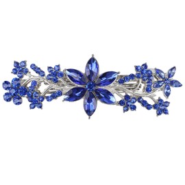 Austrian Crystal Bridal Hair Barrettes, Navy Blue Rhinestones Vintage Hair Clips, Sparkly Glitter Crystal Hairgrip Wedding Hair Headwear Accessories for Women Girls