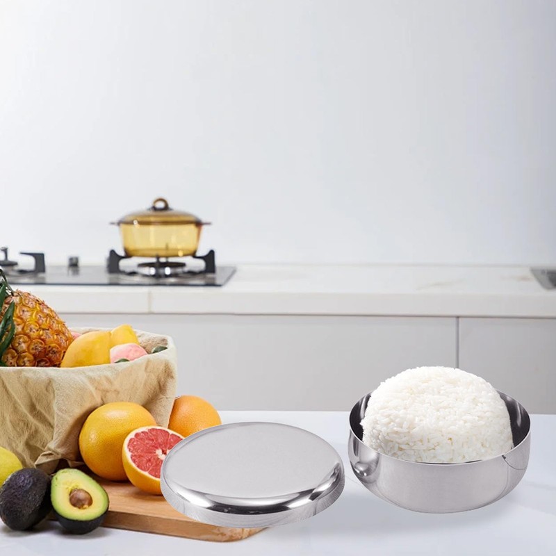 Stainless Steel Rice Bowl with Lids Multipurpose Single Layer Mixing