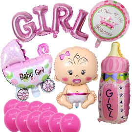 Babyparty Deko Mädchen,Baby Shower Deko Taufe Mädchen,Its A Girl Ballons Gender Reveal Party Welcome Home Baby Girl Dekoration,mit Baby Girl Ballon Banner Helium Folienballon (Rosa)