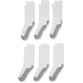 Jefferies Socks Big Boys' Seamless Toe Athletic Crew Socks, 6-pack White/Grey, 7-8 1/2(Small)(Shoe size 9-1)