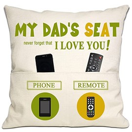 Throw Pillow Cover with Pockets for Dad Daddy Father from Daughter Son Dad Birthday Gift Thanksgiving Gift Father Present (Dad's seat-Pockets)