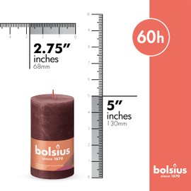BOLSIUS 4 Pack Velvet Red Rustic Pillar Candles - 2.75 X 5 Inches - Premium European Quality - Includes Natural Plant-Based Wax - Unscented Dripless Smokeless 60 Hour Party and Wedding Candles