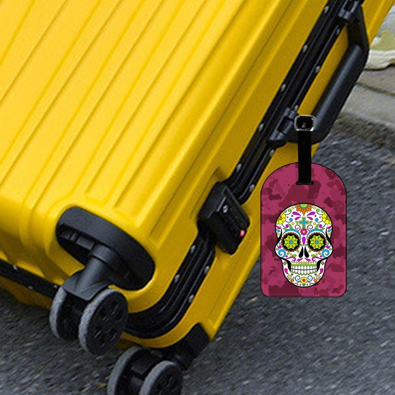 Nicokee Sugar Skull Suitcase Bag ID Luggage Tag Set Bag