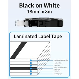 3-Pack Upwinning AZe-241 TZe-241 TZe241 18mm Compatible Brother Label Printer Tape 18mm Black on White, Replace for Brother P Touch Tape 18mm Laminated for Brother P-Touch D400 D450 D460 E300VP H500