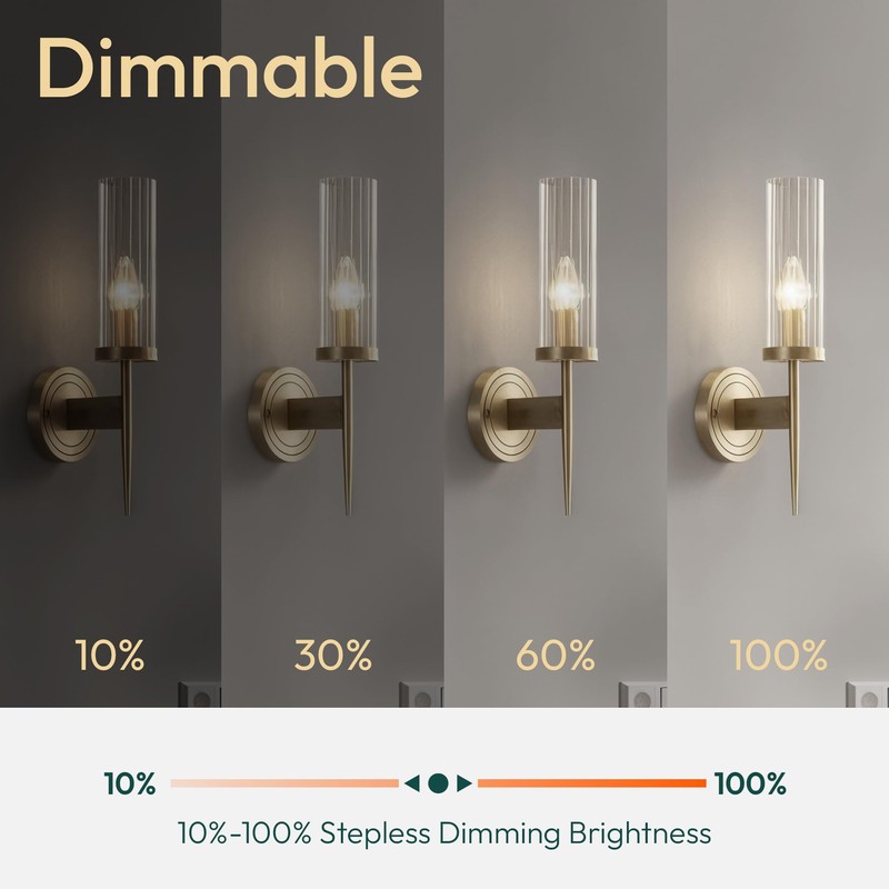 ALAMPEVER 6 Pack Chandelier Light Bulbs 60W Equivalent, E26 Edison