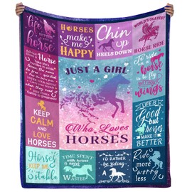 FAIVHSO Horse Gifts for Girls Horse Blanket for Girls Best Gifts for Horse Lovers - Just A Girl Who Loves Horses Birthday Valentines Day Gift Horse Decor Throw Blanket 60" x 50"