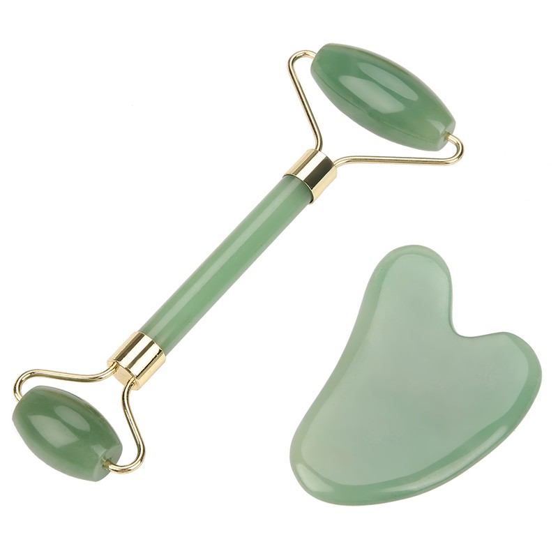 Natural Double Head Green Aventurine Jade Stone Roller & Scrapping