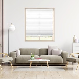 DEZ FURNISHINGS Cordless 1" Signature Light Filtering Pleated Fabric Shade, 51" W x 48" H, White