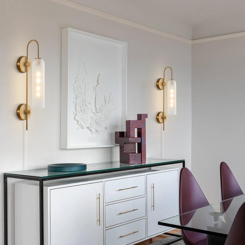 BOKT Mid Century Modern Plug in Wall Sconces Indoor Long