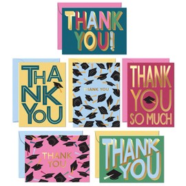 S&O Set of 24 Fun Graduation Thank You Cards with Envelopes 2025 - Teacher Greetings for High School & College Graduate - Cute Appreciation Notes for Happy Convocation - College Decor Note