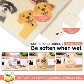 Patelai 6 Pieces Mixed Dog Swedish Cleaning Dishcloths Cloths Absorbent and Fast Drying Kitchen Dish Towels Dogs Cleaning Wipes for Kitchen Bathroom Office Wedding Housewarming, 6 Designs