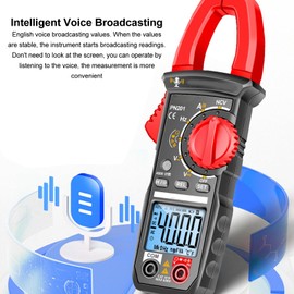 Intelligent Voice Prompt Clamp Meter High Current Measurement up to 600A NCV Detection Data Hold Function Clear Backlit Display