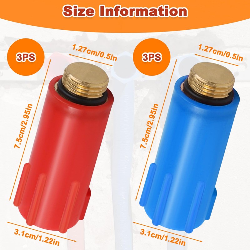 1/2 Inch Brass Threaded Red & Blue Water Pipe Blind