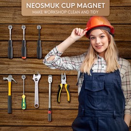 Neosmuk Magnet, 22lb Strong Round Magnet with Hole in The Center for Mounting, Heavy Duty Neodymium Cup Magnet with Screw for Wall, Earth Magnets Round Base Disc Magnet, 4 Pack