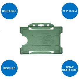 Identity-Plus: Dark Green Rigid Open Faced Landscape ID Card Badge Pass Holder (50)