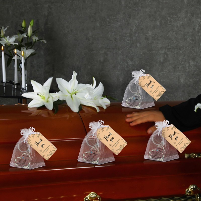 60 Set Funeral Keychains for Guests Memorial Favors, Heart