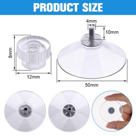 Flintronic Pack of 4 Suction Cups with Thread and Knurled Nut, PVC Suction Cups, Diameter 50 mm, Transparent Suction Cups No Drilling, Suction Cup Hooks, Extra Strong for Windows, Car, Decoration,