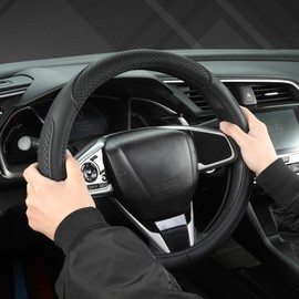 West Llama Customized Auto Car Steering Wheel Cover for Honda Accord Civic CR-V HR-V Pilot Fit Passport Odyssey 14.5-15inch(Black-Standard Size)