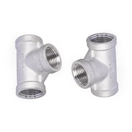 TL TOOLEGIN 1/2" NPT Tee, 3 Way Cast Hose Pipe Fitting, 304 Stainless Steel Female Tee Pipe Fitting for Gas, Oil, Water Line, 2pcs