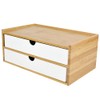 WAYUTO 2-Tier Bamboo Desktop Organizer Simple Wooden Tabletop Storage Organization