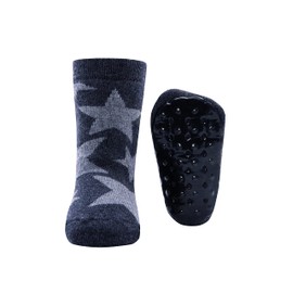 EWERS Stopper Socks Stars Socks with Non-Slip Sole for Girls and Boys, Non-Slip Socks with Rubber Sole, Made in Germany, 1 Pair of Non-Slip Children's Socks, gray