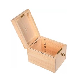 Wooden World - Wooden money box piggy bank with a key ideal for decoupage and pyrography