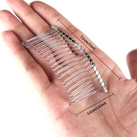 Senkary 10 Pieces Metal Hair Comb Clip Wire Wedding Bridal Veil Combs for Women (20 Teeth, Silver)