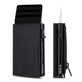 SINUM Geldbörse – Magnetverschluss – Kreditkartenetui mit Geldbörse – RFID-Schutz gegen Zyklen – italienische Marke, Schwarz , Slim, Modern